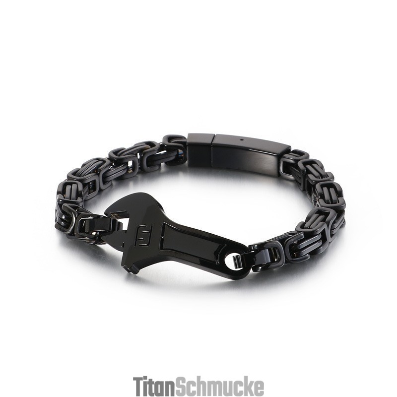 Cooles Herren-Titanarmband Mit Gebogener Platte Und Schraubenschlüsselrücken Cooles Herren-Titanarmband Mit Gebogener Platte Und Schraubenschlüsselrücken