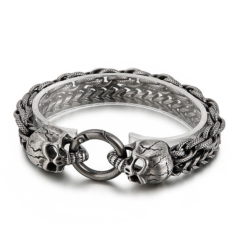 Cooles, Modisches, Schickes Totenkopf-Titanarmband Für Männer