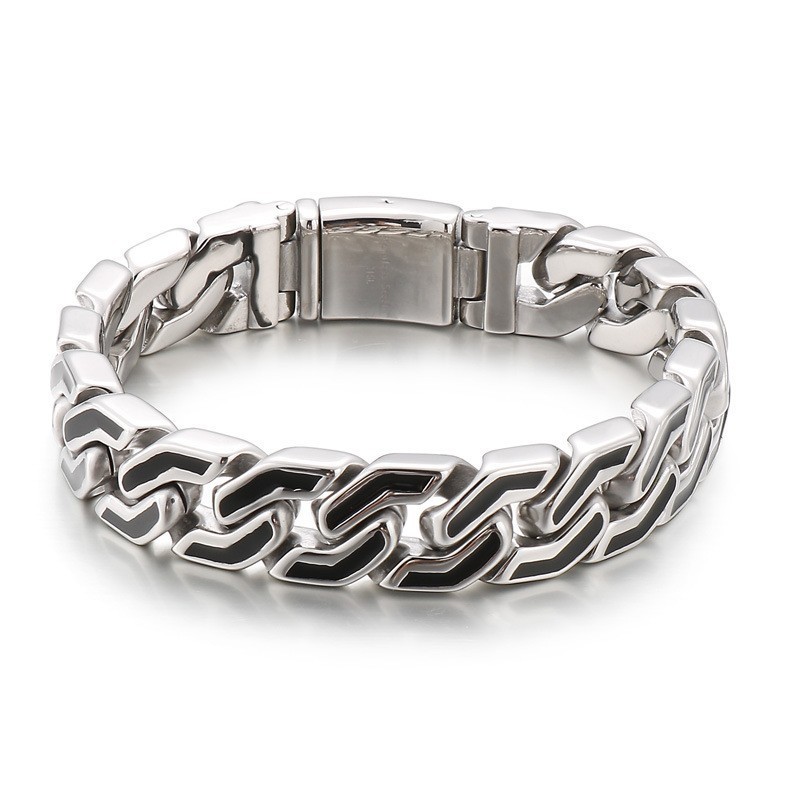 Mode Schwarz Streifen Chic Stil Titan Armband Für Männer