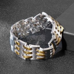 Modisches Herren-Titan-Armband Mit Goldener Verriegelung