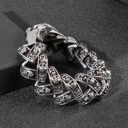 Cooles Schweres Stereoskopisches Totenkopf-Armband Aus Titan Für Herren