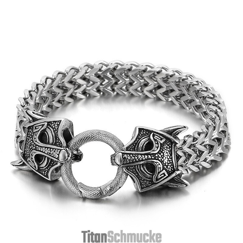 Beliebtes Cooles Geflochtenes Titanarmband Mit Doppeltem Tierkopf Für Herren Beliebtes Cooles Geflochtenes Titanarmband Mit Doppeltem Tierkopf Für Herren