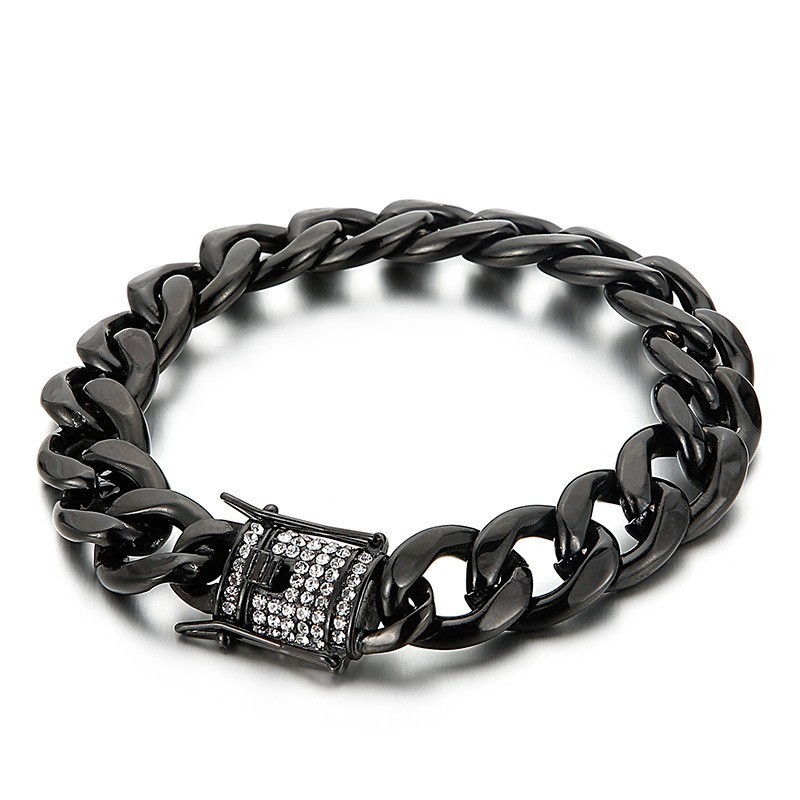 Bikerkette Mit Diamant-Drachenbart-Schnallenarmband