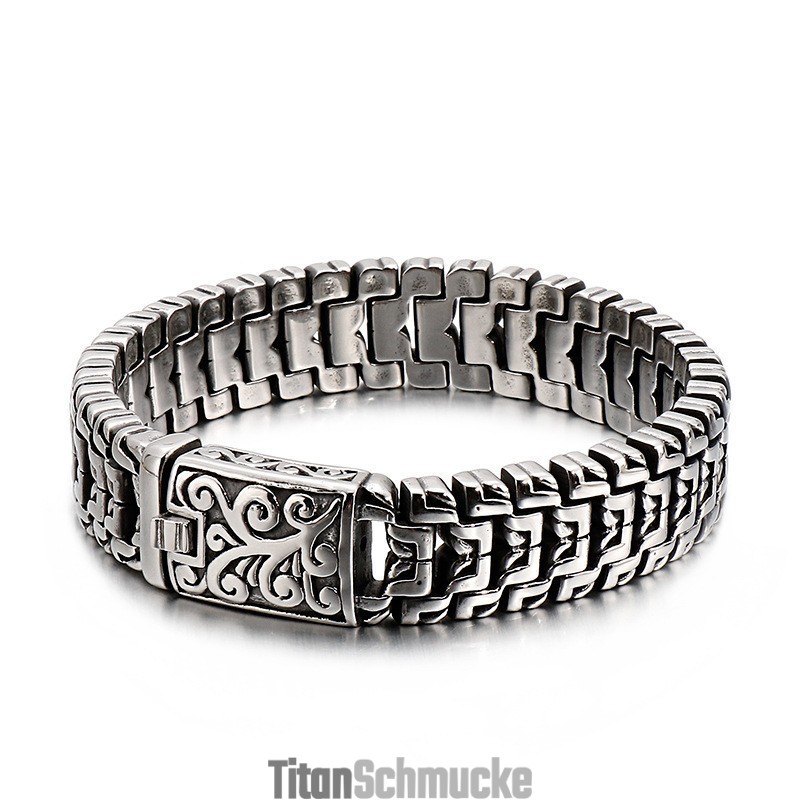 Cooles Titanarmband Mit Blumenförmiger Schnalle