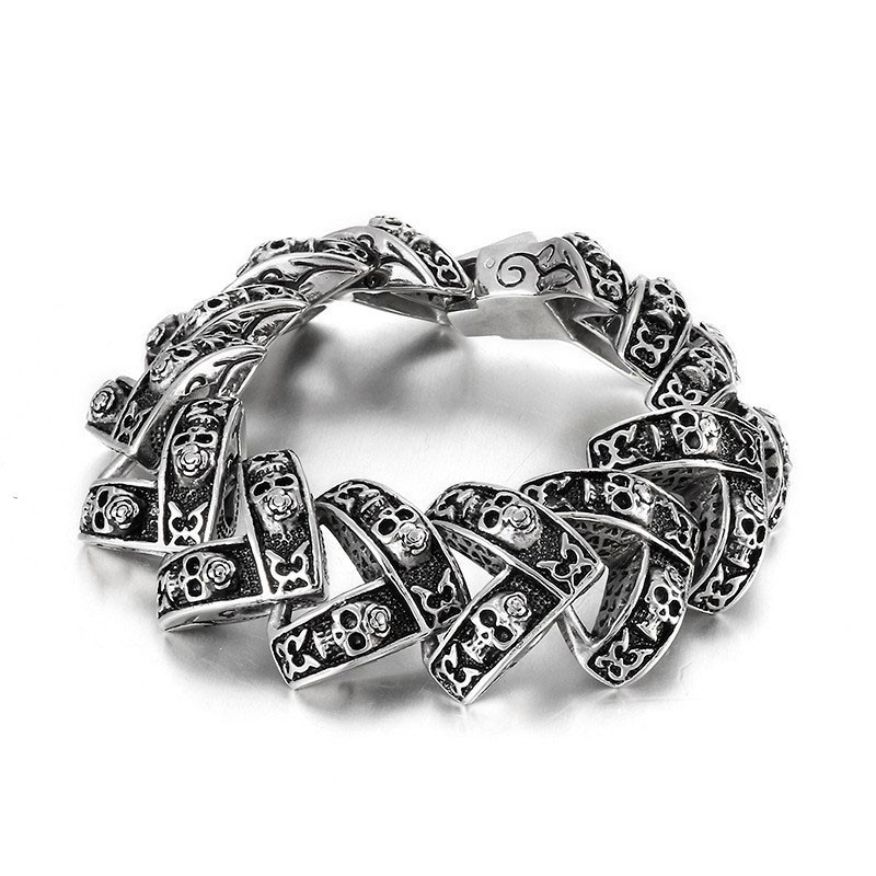 Cooles Schweres Stereoskopisches Totenkopf-Armband Aus Titan Für Herren Cooles Schweres Stereoskopisches Totenkopf-Armband Aus Titan Für Herren