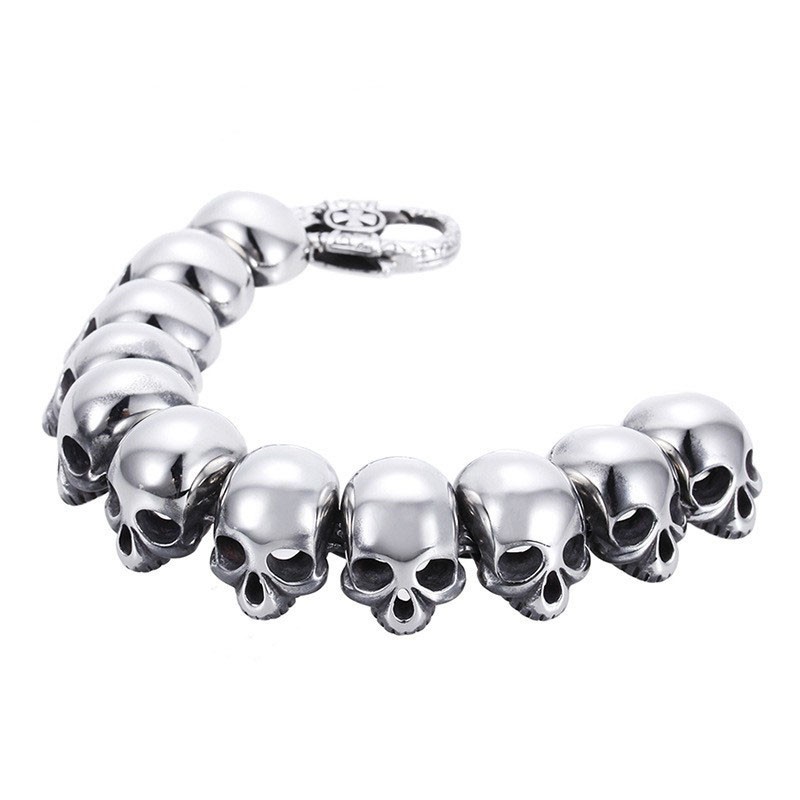 Modisches, Cooles, Poliertes Totenkopf-Armband Aus Titan Für Herren