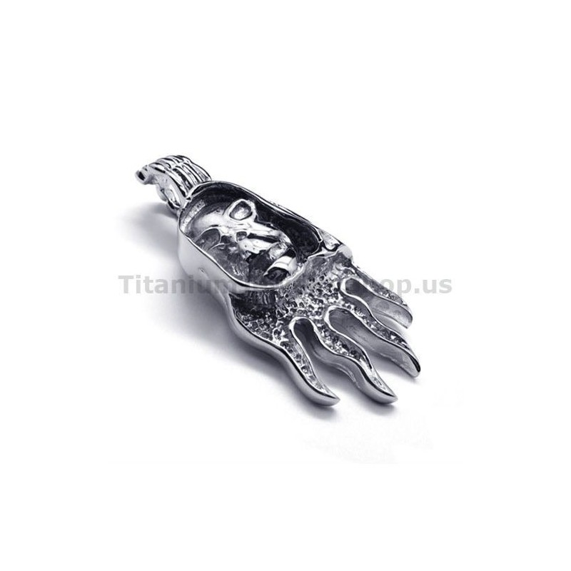 Anhänger Aus Reinem Titan Mit Totenkopf-Design, Inklusive Kette