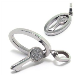Mode Silber Farbe Titan Schlüssel Diamant Halskette Anhänger