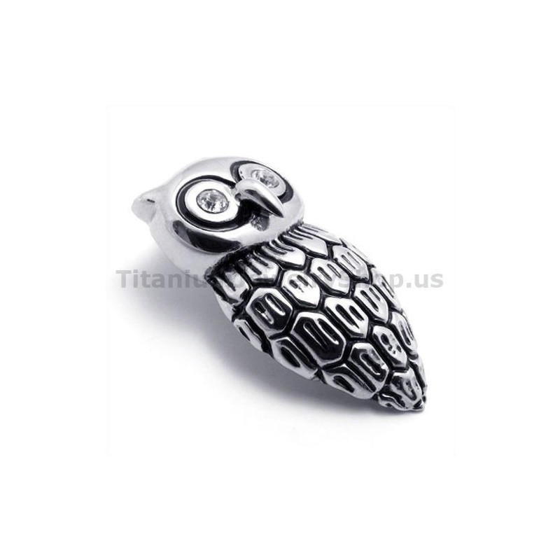 Titan-Eulenanhänger Mit Diamant – Kostenlose Kette