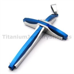 Blauer Kreuzanhänger Aus Titan – Inklusive Kette