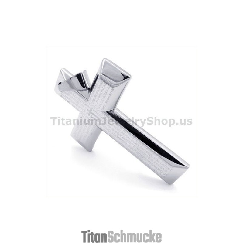 Silberfarbener Titan-Kreuzanhänger – Kostenlose Kette