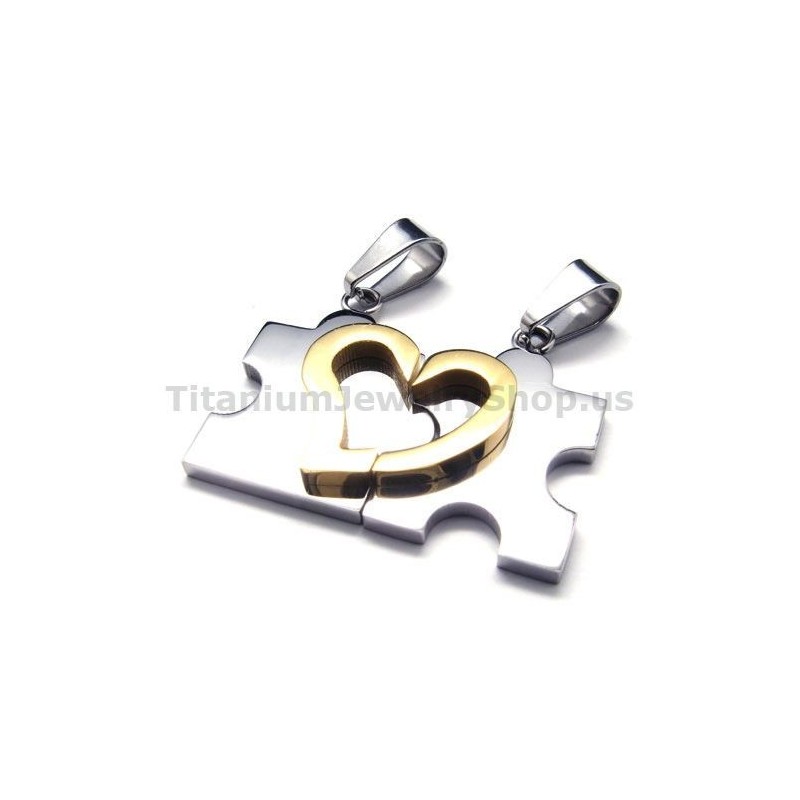 Sweetheart Jigsaw Puzzle Titan Liebhaber Anhänger (Silber)-Freie Ketten