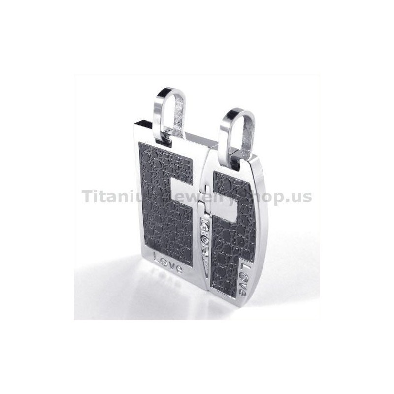 Love Anhänger Aus Schwarzem Titan Für Liebhaber Mit Diamantfreien Ketten