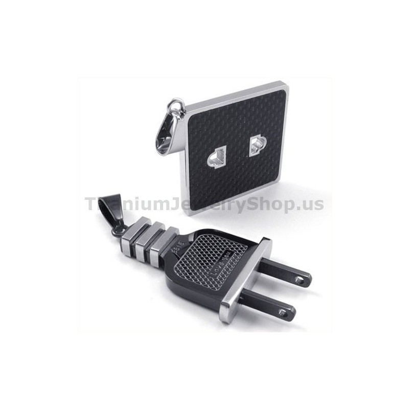 Fassung Und Stecker Aus Schwarzem Titan Für Liebhaber, Anhänger Ohne Ketten