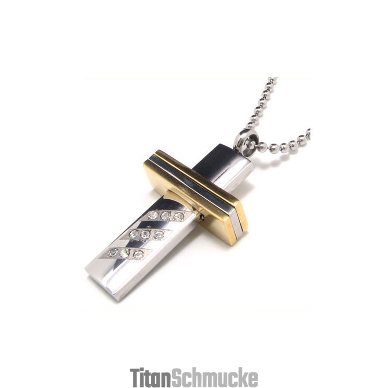 Herren-Halskette Mit Kreuzanhänger Aus Reinem Titan (Neu) Herren-Halskette Mit Kreuzanhänger Aus Reinem Titan (Neu)