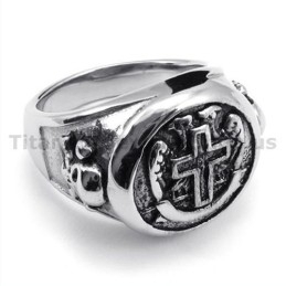 Kreuz Titan Totenkopf Ring