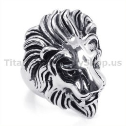 Titanring Mit Löwenkopf