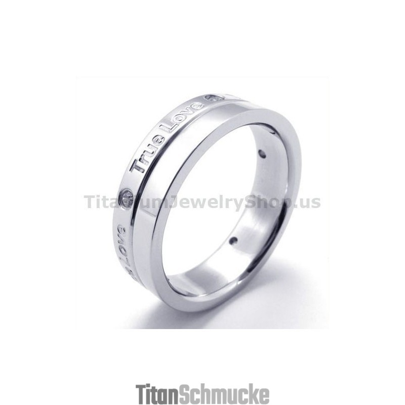 True Love Titanring Mit Diamant