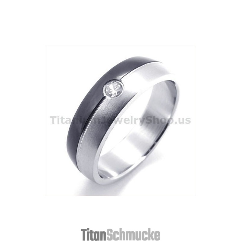 Schwarzer Titanring Mit Diamant Schwarzer Titanring Mit Diamant