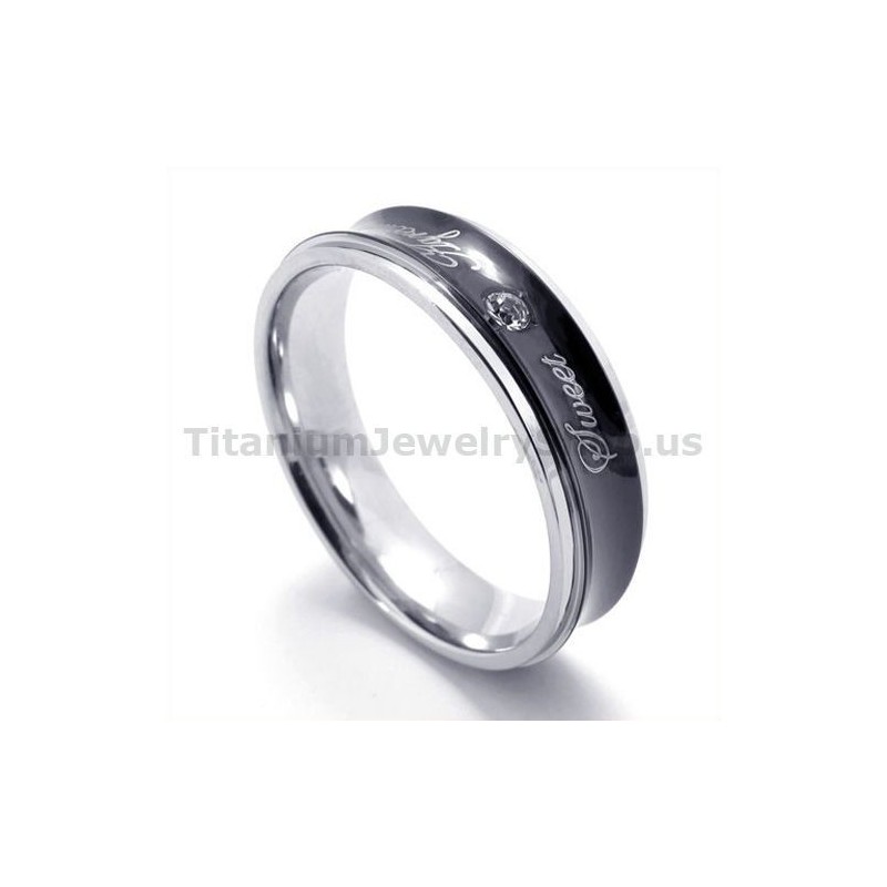 Sweetheart-Ring Aus Schwarzem Titan Mit Diamant Sweetheart-Ring Aus Schwarzem Titan Mit Diamant