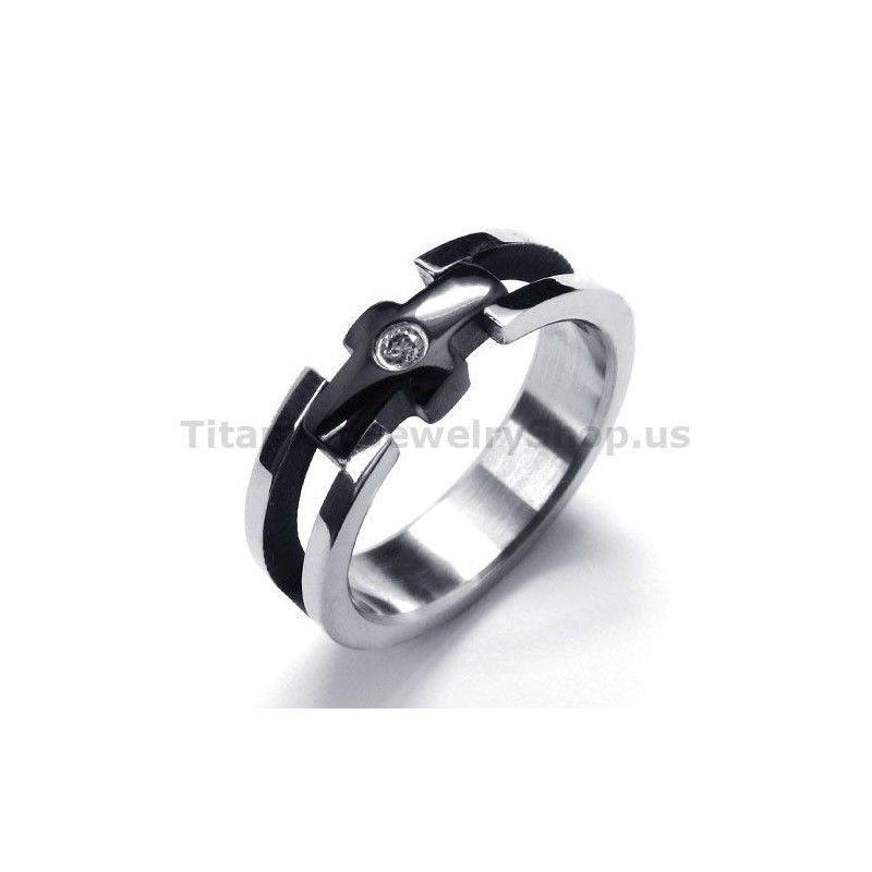 Kreuz-Titanring Mit Diamant