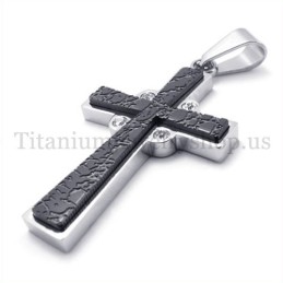 Zwei Schichten Mit Diamant Mode Titan Kreuz Anhänger