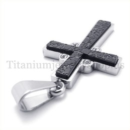 Zwei Schichten Mit Diamant Mode Titan Kreuz Anhänger