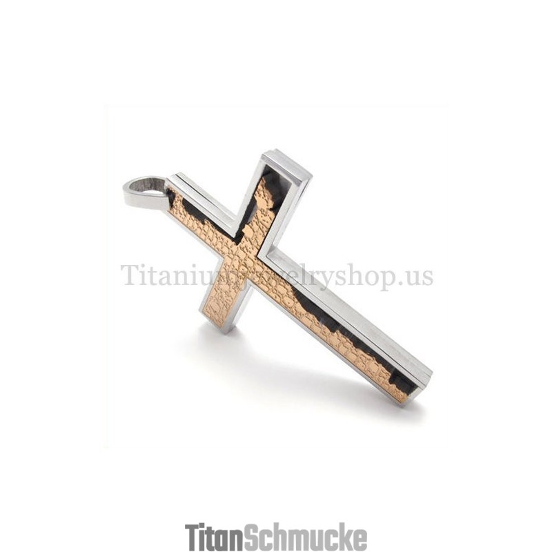 Kaffeegold Unvollständige Füllung Quadratischer Titan Kreuz Anhänger