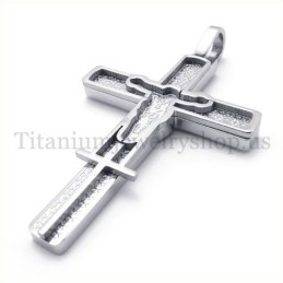 Titan-Kreuzanhänger Mit Geschnitztem Jesus-Muster