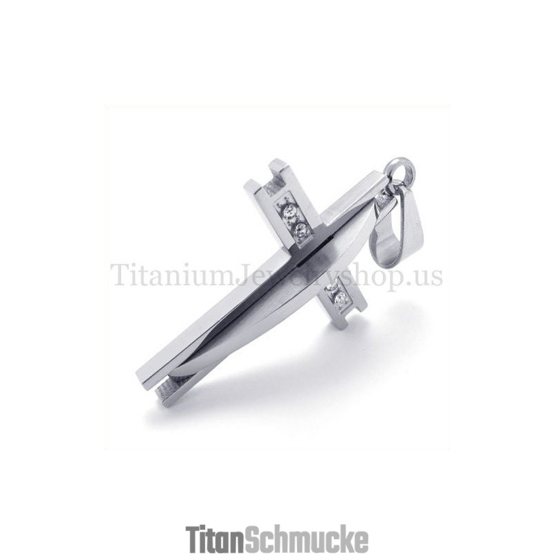 Silber Mit Diamant Mode Titan Kreuz Anhänger Silber Mit Diamant Mode Titan Kreuz Anhänger