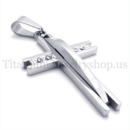 Silber Mit Diamant Mode Titan Kreuz Anhänger