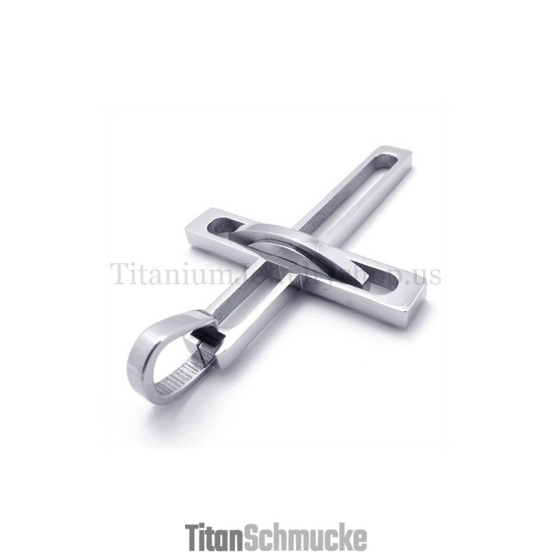 Silberner Edler Mann Mode Titan Kreuz Anhänger