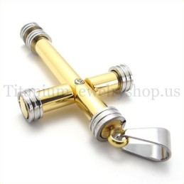 Golden Fashion Zylindrischer Kreuzanhänger Aus Titan