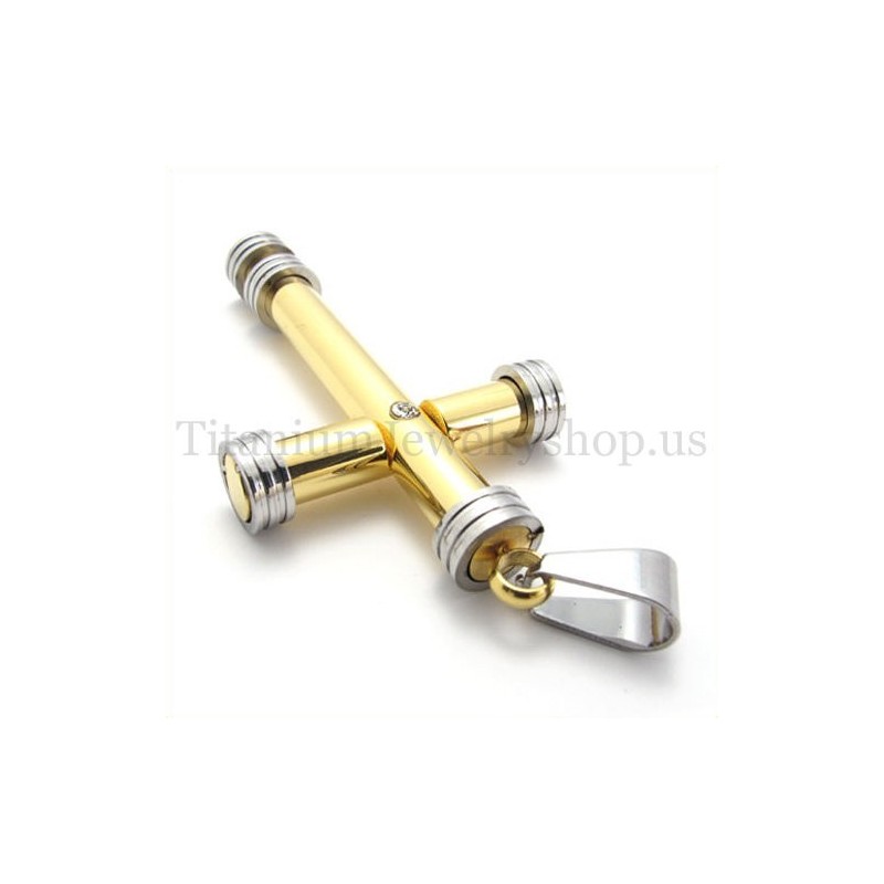 Golden Fashion Zylindrischer Kreuzanhänger Aus Titan