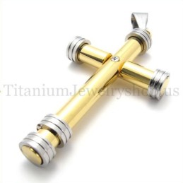 Golden Fashion Zylindrischer Kreuzanhänger Aus Titan