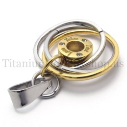 warmgelb-Multiring Mit Titan-Anhänger „Take Time Love“