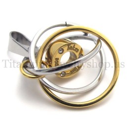 warmgelb-Multiring Mit Titan-Anhänger „Take Time Love“
