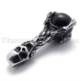 Totenkopf Mit Schwarzem , Anhänger Aus Reinem Titan