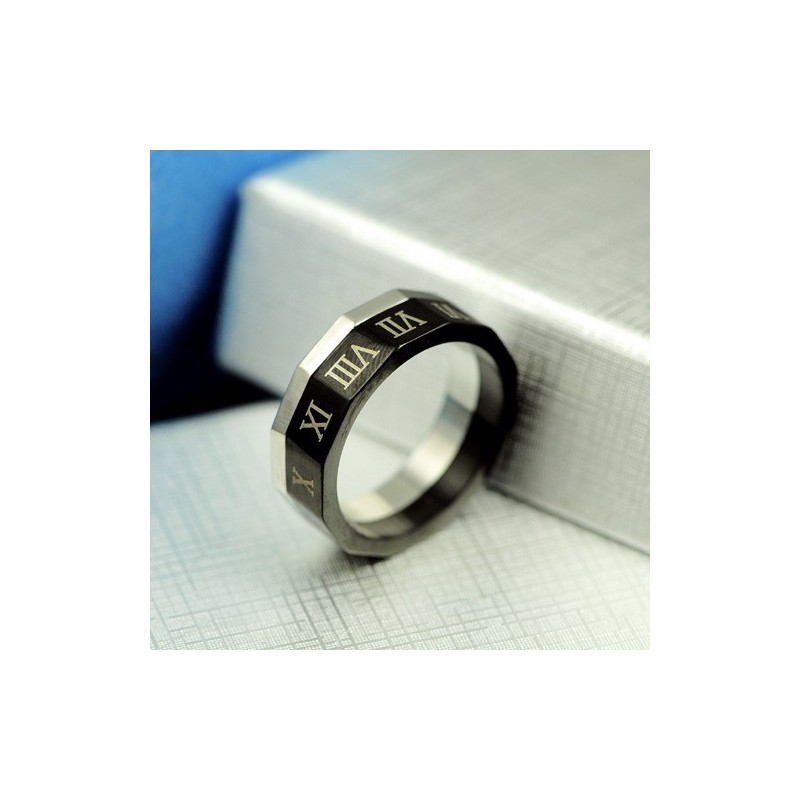 Feiner Herrenring Aus Titan Mit Römischen Ziffern