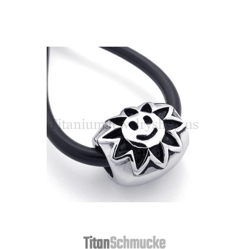Ellipsoidal Mit Sonnenblume Glücksperle Titan Anhänger Ellipsoidal Mit Sonnenblume Glücksperle Titan Anhänger