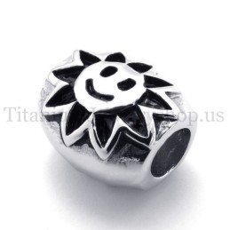 Ellipsoidal Mit Sonnenblume Glücksperle Titan Anhänger