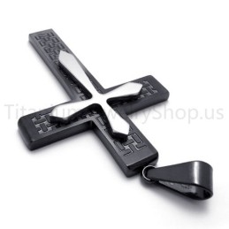 Neuer Zweilagiger Schwarzer Kreuzanhänger Aus Titan