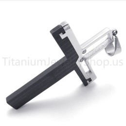 Neuer Schwarzer Ausgehöhlter Kreuzanhänger Aus Titan