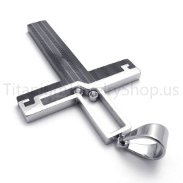 Neuer Schwarzer Ausgehöhlter Kreuzanhänger Aus Titan