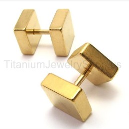 Gold Titan Boxen Barbell Ohrringe