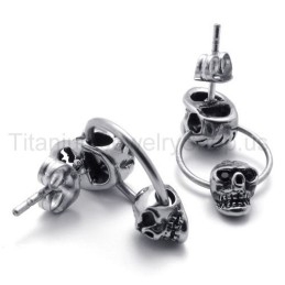 Doppelseitige Totenkopf-Ohrringe Aus Titan