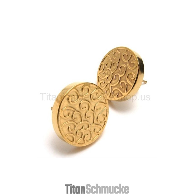 Gravierte Goldene Titanohrringe Gravierte Goldene Titanohrringe