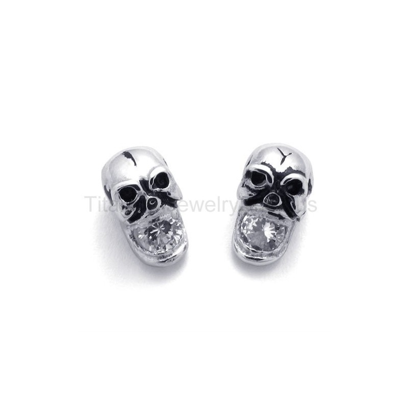 Titan-Ohrringe Mit Eingelegtem Diamant-Totenkopf