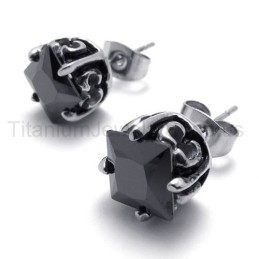 Schwarze Retro Bud Titan Ohrringe