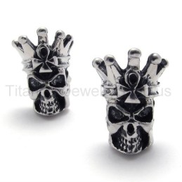 Titan-Ohrringe Mit Totenkopf-Motiv, Weiße Augen